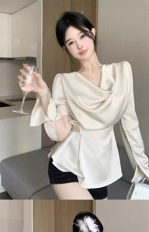 Satin Cowl Neck Top